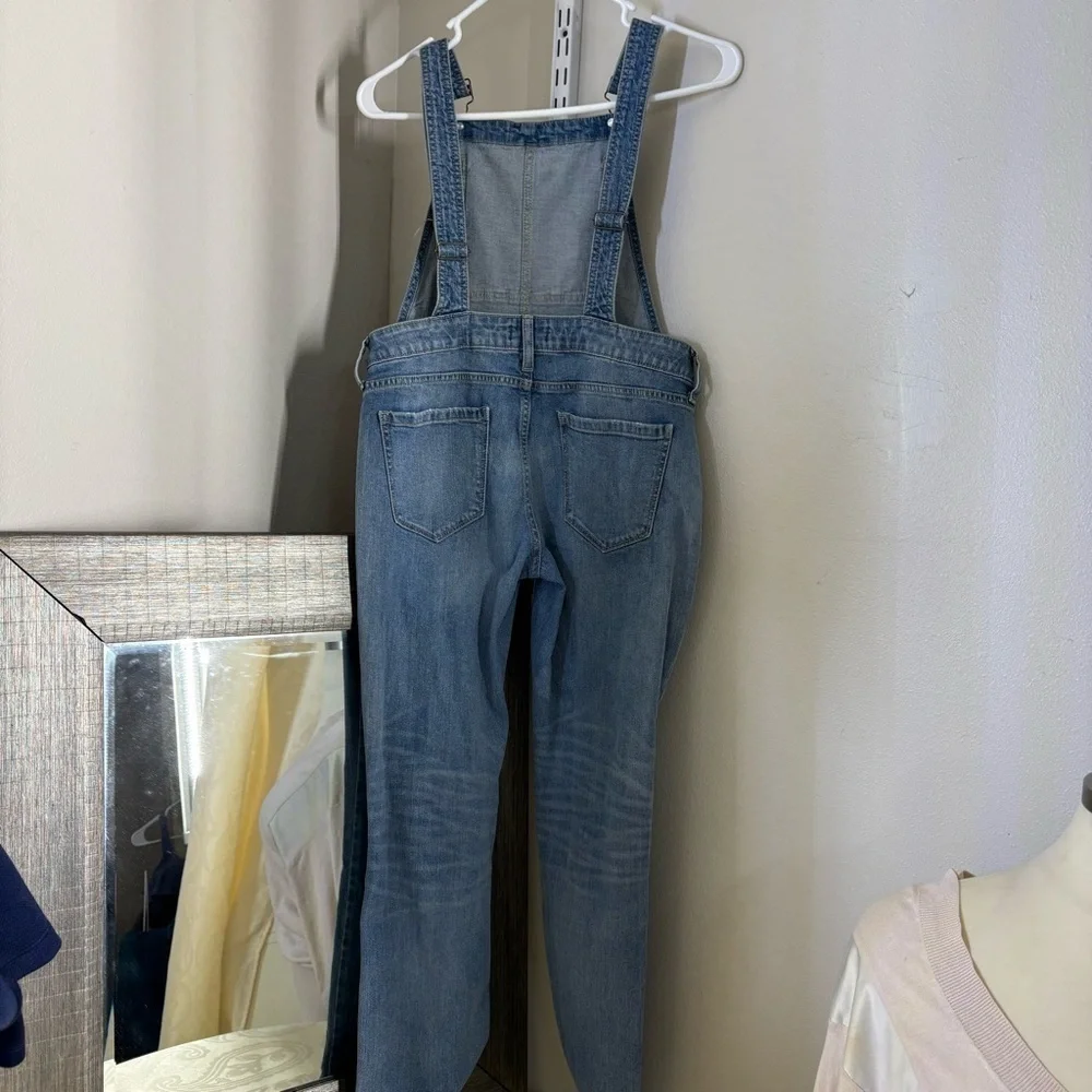 Arizona Jean Company Blue Distressed Denim Overalls